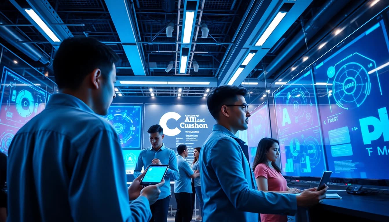 Engaging workspace featuring Crushon AI platform and interactive technology for enhanced AI experiences.