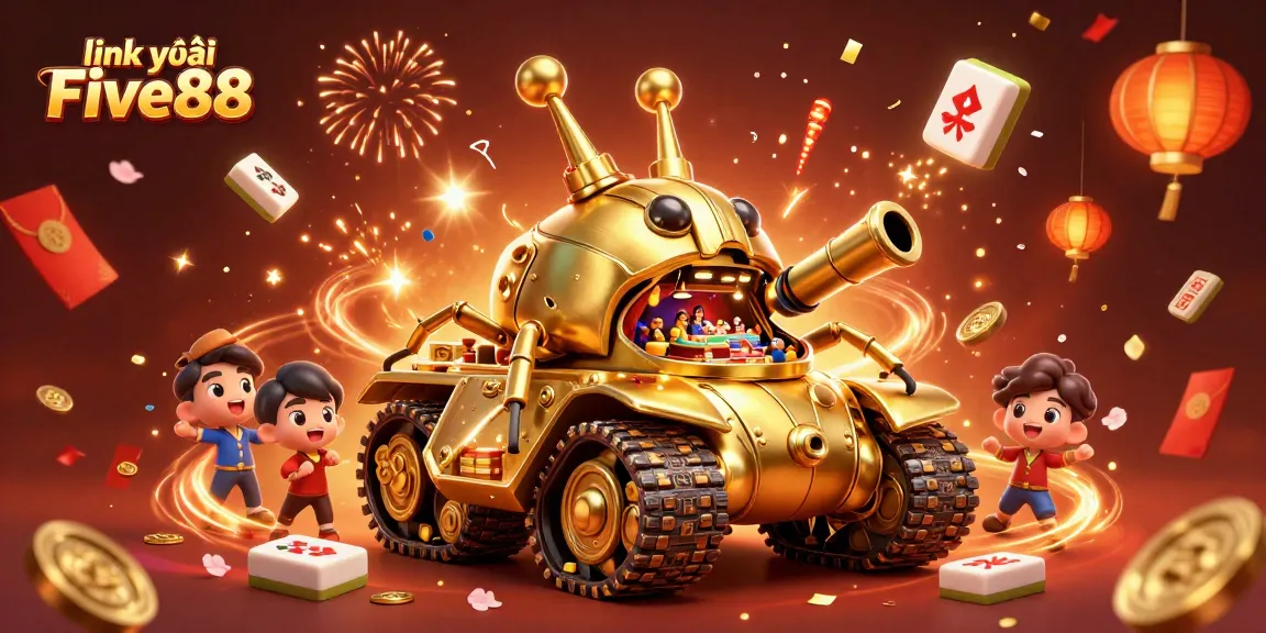 Bet on link vào Five88 with a vibrant casino-themed 3D illustration showcasing golden elements.