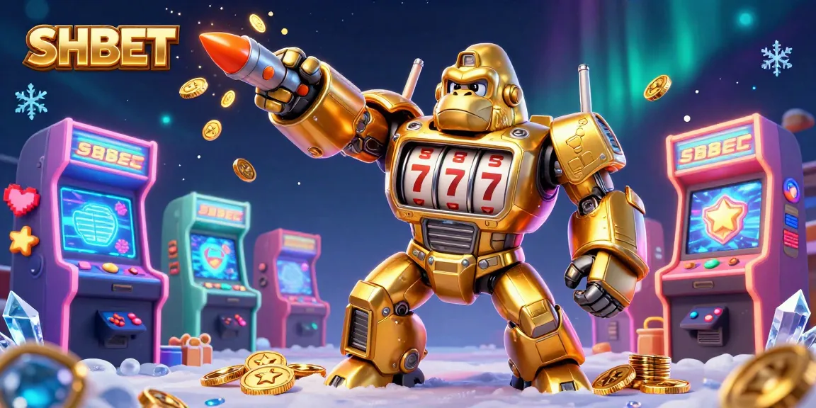 Experience thrilling gaming action at SHBET with a dynamic 3D casino illustration featuring a golden mech.