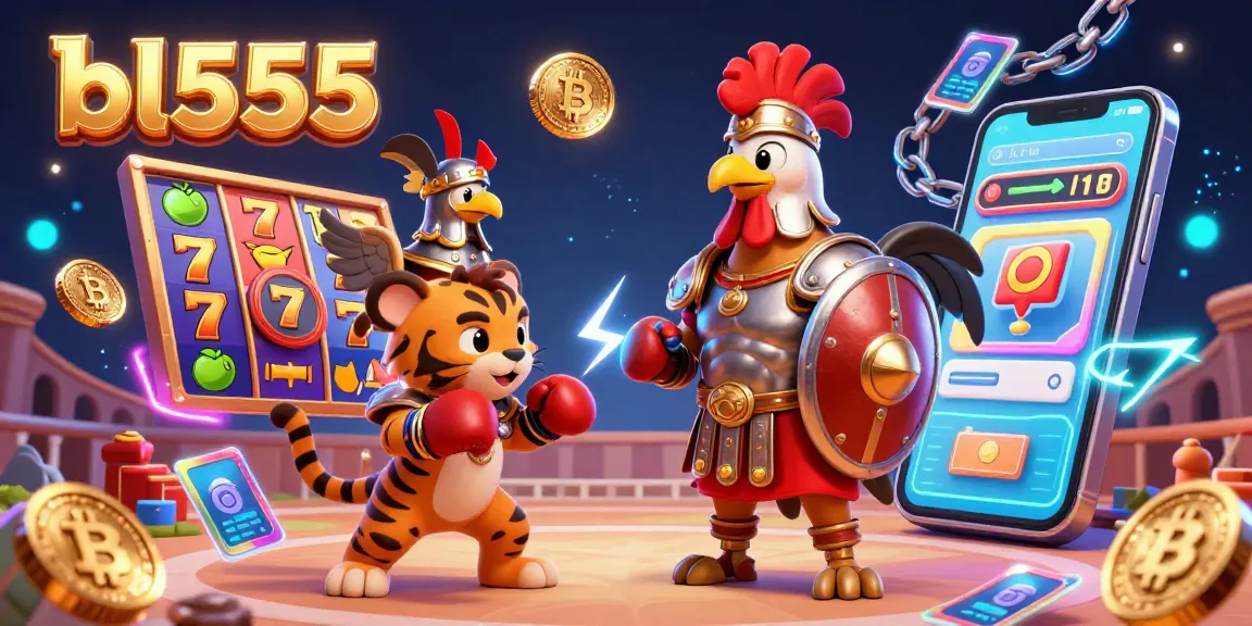Engage with bl555 in a dynamic casino environment featuring slot machines and crypto elements.