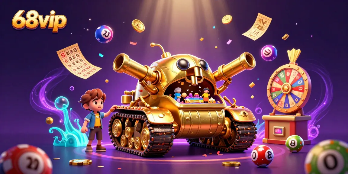 Experience winning excitement with 68vip in this vibrant 3D gambling adventure illustration.