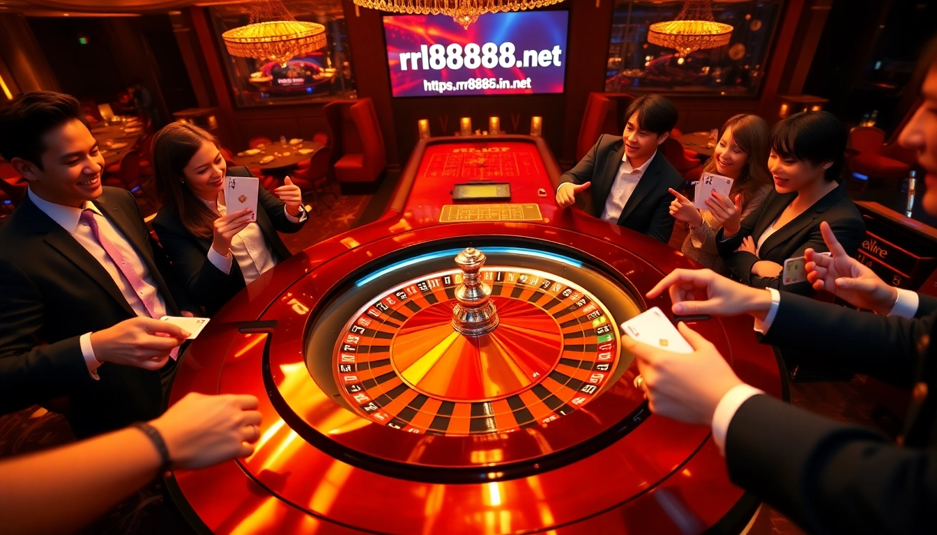 Exciting casino scene with players at a roulette table, highlighting https://rr8888.in.net/ online gambling.