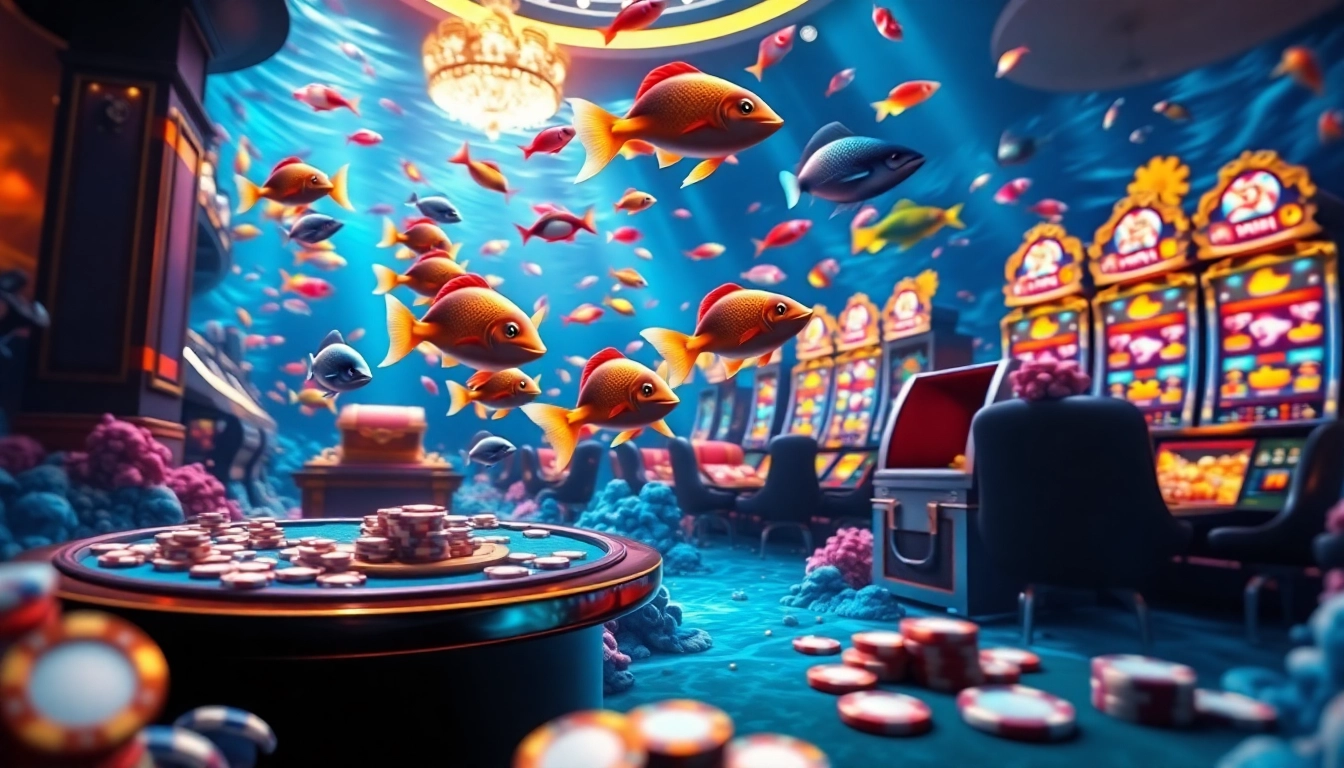 Experience the excitement of bắn cá đổi thưởng, where colorful fish and treasures await every shot in a captivating underwater casino.