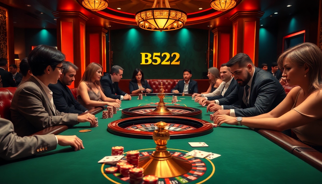 B52CLUB poker players strategizing for a big win at a luxurious casino table.