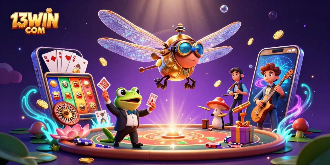 Experience thrilling gameplay at 13WIN COM with a vibrant casino scene featuring dynamic characters.