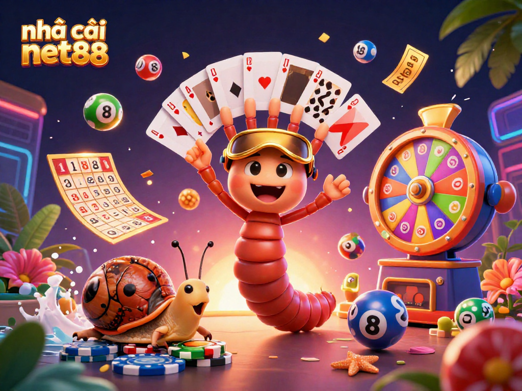 Engage with the vibrant world of nhà cái net88 through this lively casino scene featuring cartoon characters and dynamic elements.