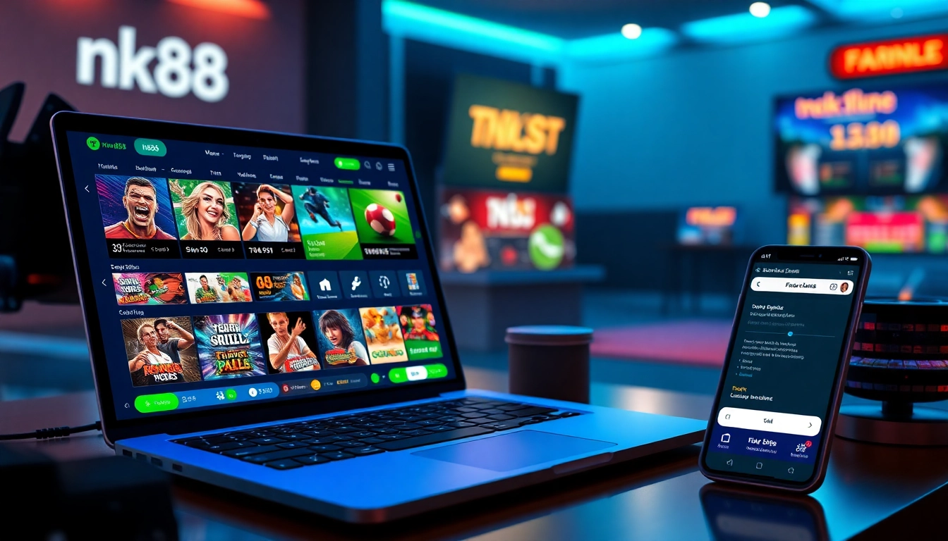 nk88 online betting interface showcasing vibrant gaming options, trust, and excitement.