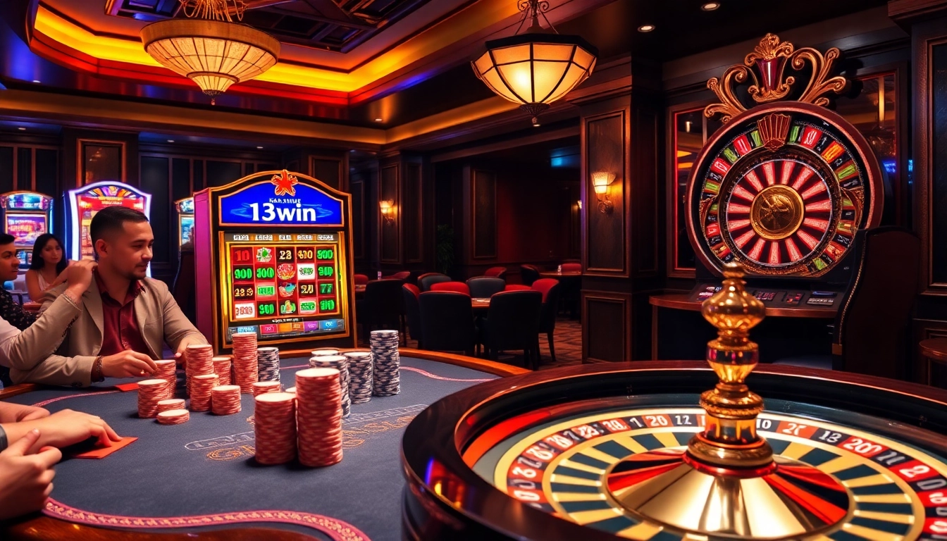 Experience excitement at 13win casino with vibrant poker tables and thrilling slot machines.