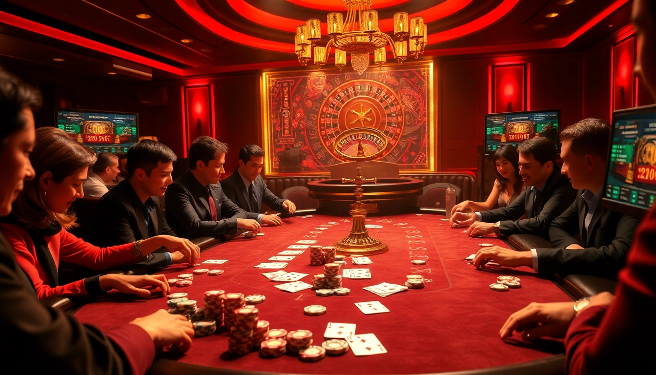 Tải game go88 with vibrant casino atmosphere, showcasing poker action and excitement.