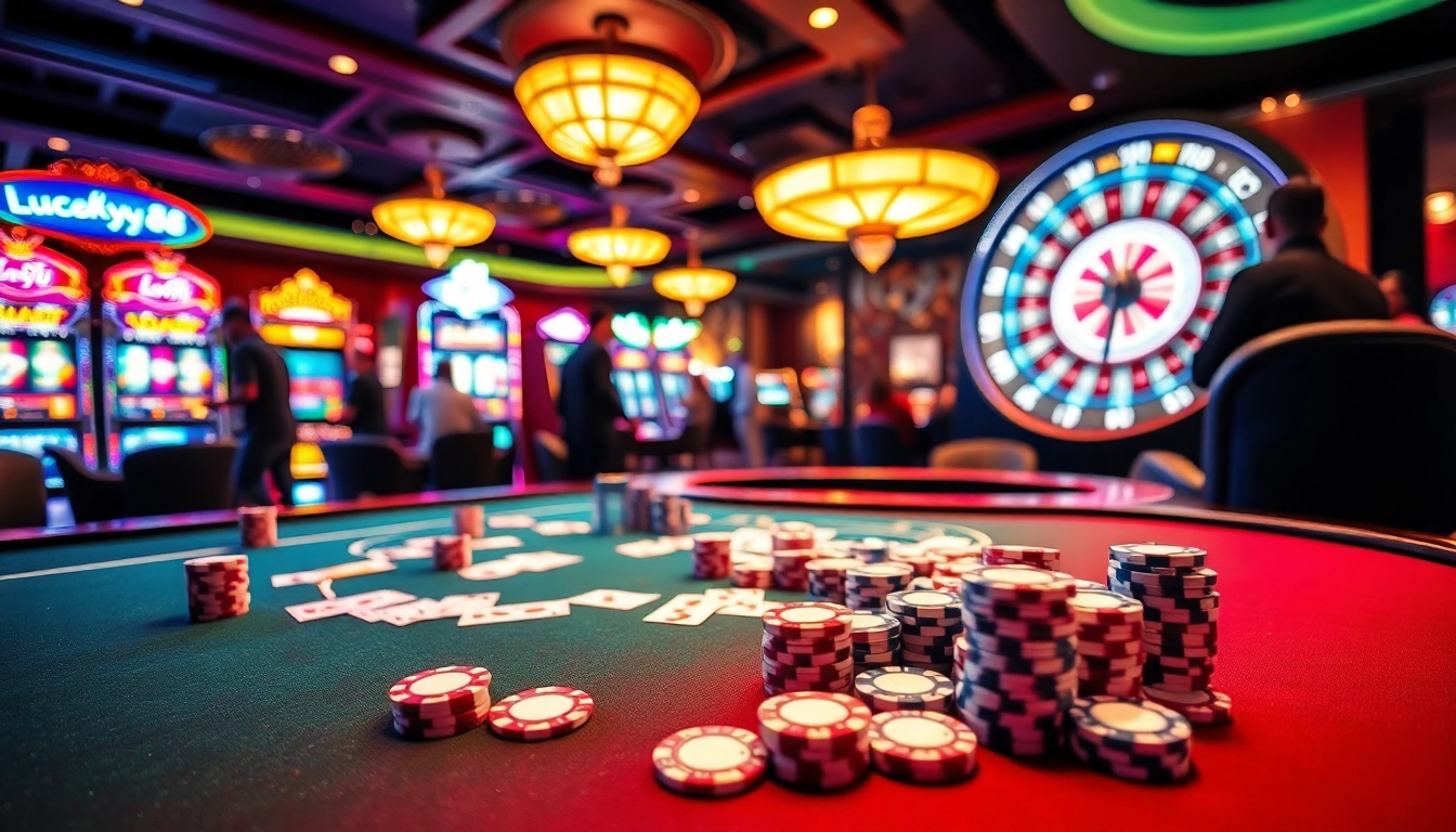 Experience the thrill of lucky88 at a vibrant casino gaming table with exciting games.