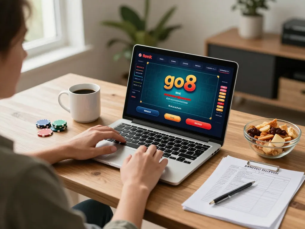 Engaging in strategic online play at go8 poker while managing bankroll at home.