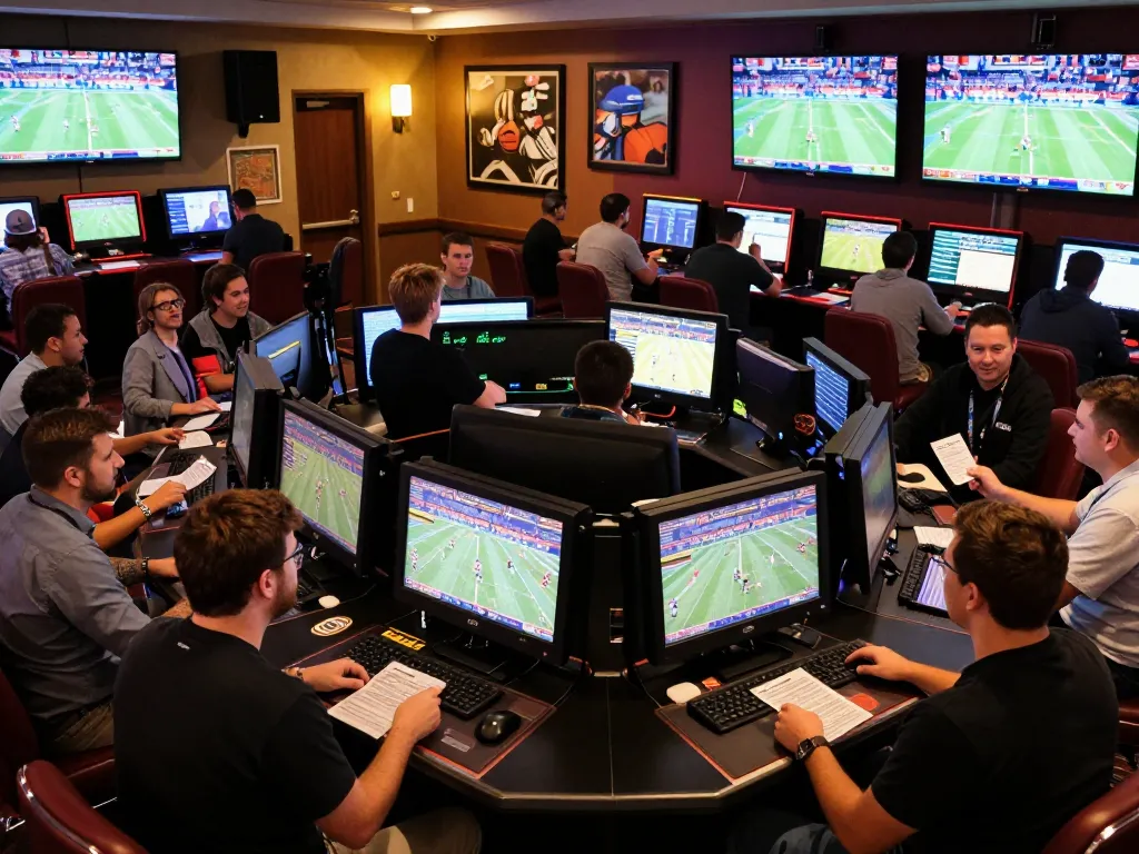 hm88 thể thao bettors engaged in dynamic live sports betting at a vibrant casino