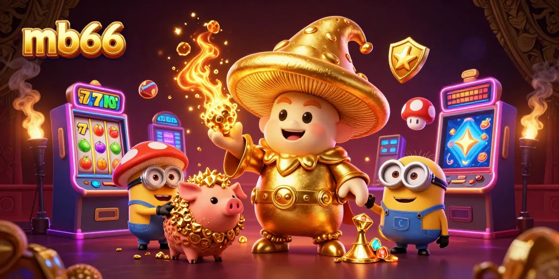 Experience thrilling gameplay with mb66 as the golden mushroom wizard casts magic in a dynamic casino scene.