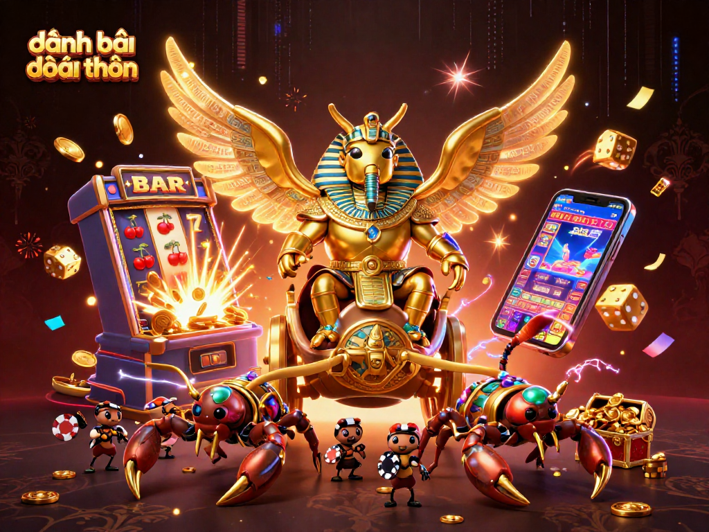 Experience the excitement of đánh bài đổi thưởng with vibrant 3D digital casino art and captivating game elements.