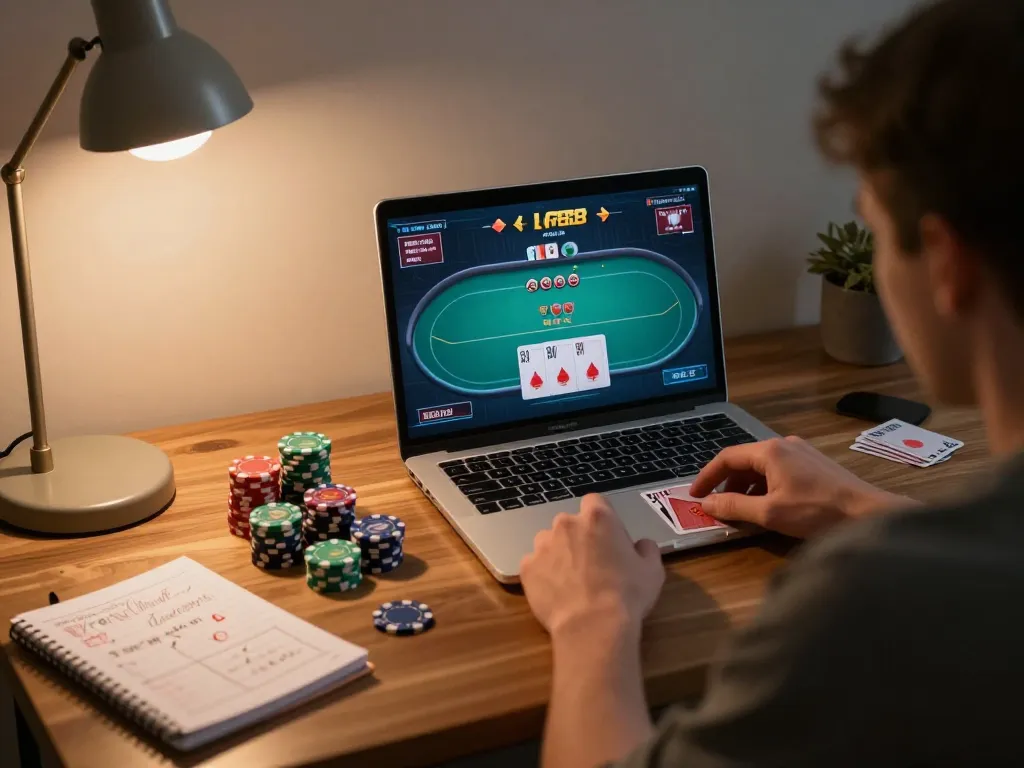 Experience intense online poker gameplay on LV88 with strategic moves and focused atmosphere