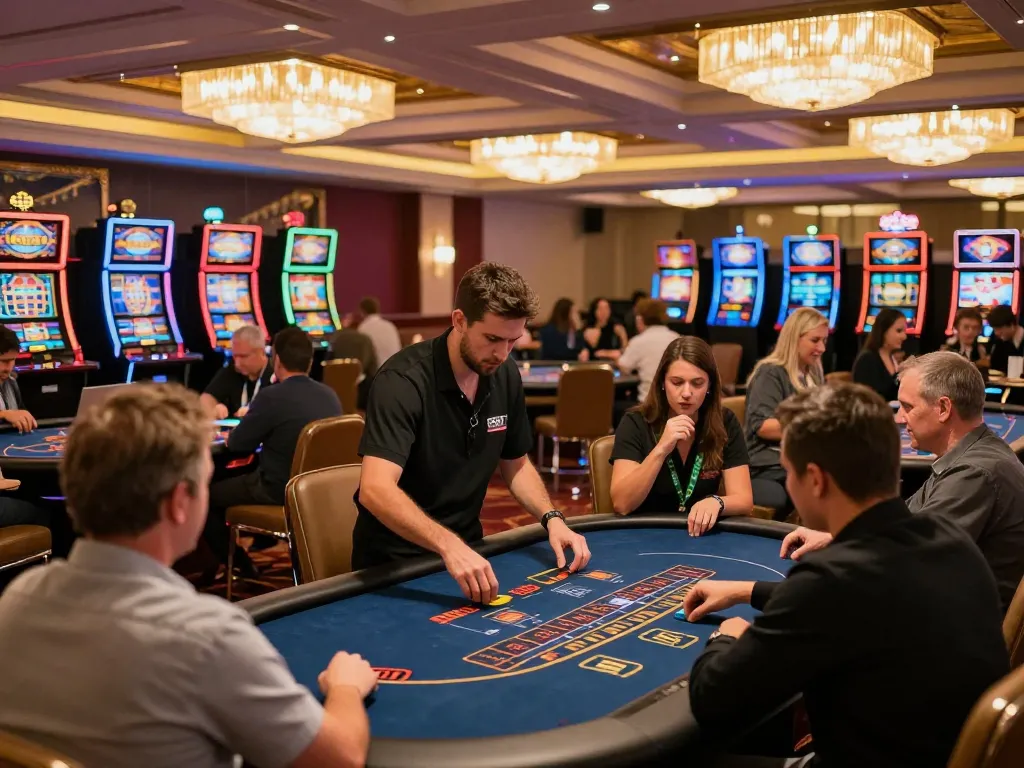 rik88 players enjoying blackjack in a luxurious casino setting with vibrant lighting and excited atmosphere.