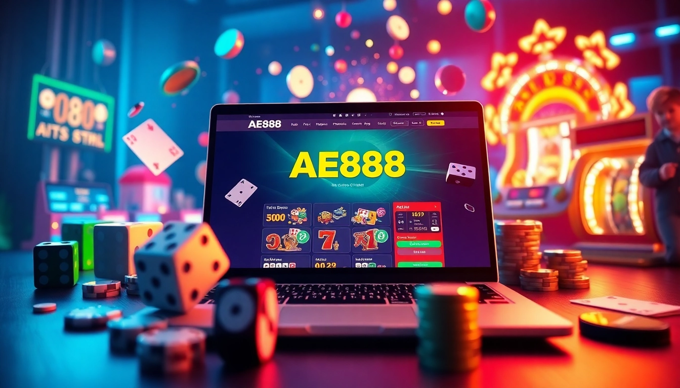 Experience the excitement of online betting with Trang chủ AE888 showcasing vibrant gaming interface and action elements.