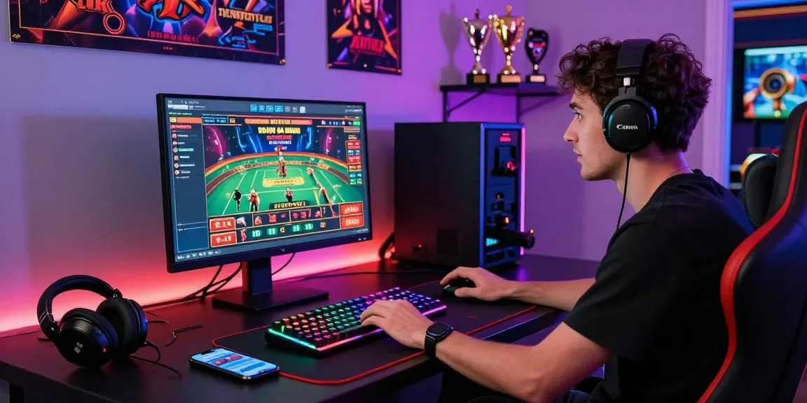 Engaging online gaming experience at https://proplay88.uk.com/, featuring a player at a stylish setup immersed in live dealer games.
