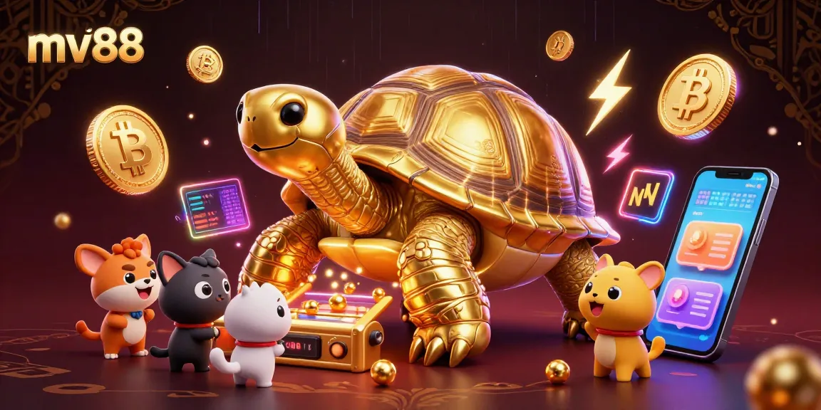 Experience thrilling gameplay at MV88 with a vibrant and action-packed casino illustration.