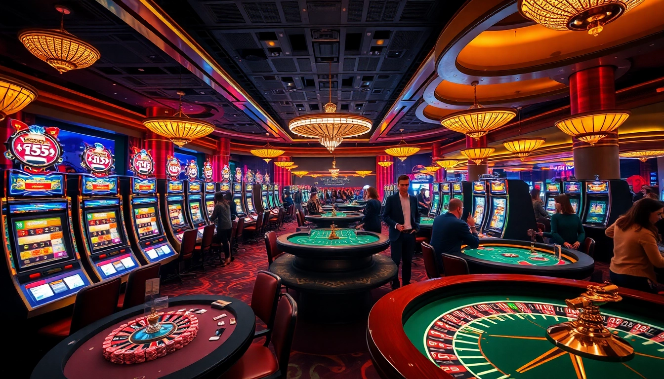 Players enjoying a thrilling experience at 33win casino tables filled with vibrant chips and engaging gameplay.