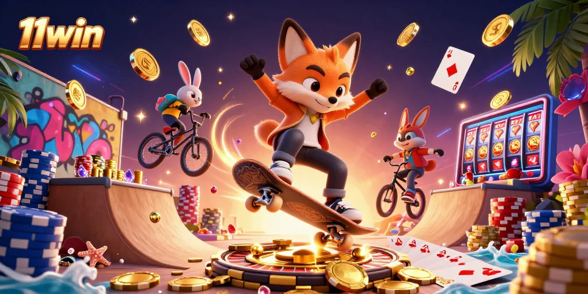 Engage in the thrilling world of 11win with dynamic casino elements and vibrant gaming visuals.