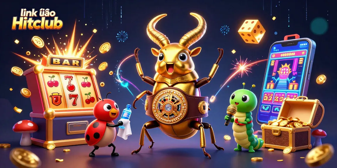 Engage with exciting games and discover the link vào Hitclub in this vibrant illustration of a dynamic casino scene.
