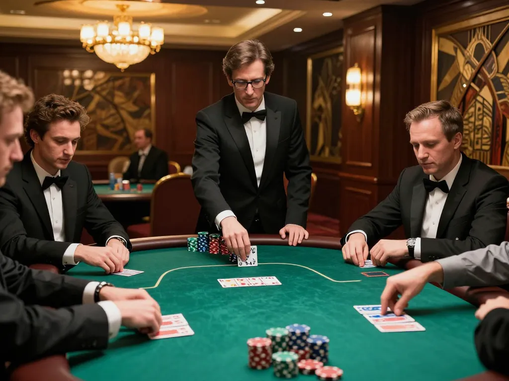 WIN79 players engaged in a high-stakes poker game at a luxury casino table