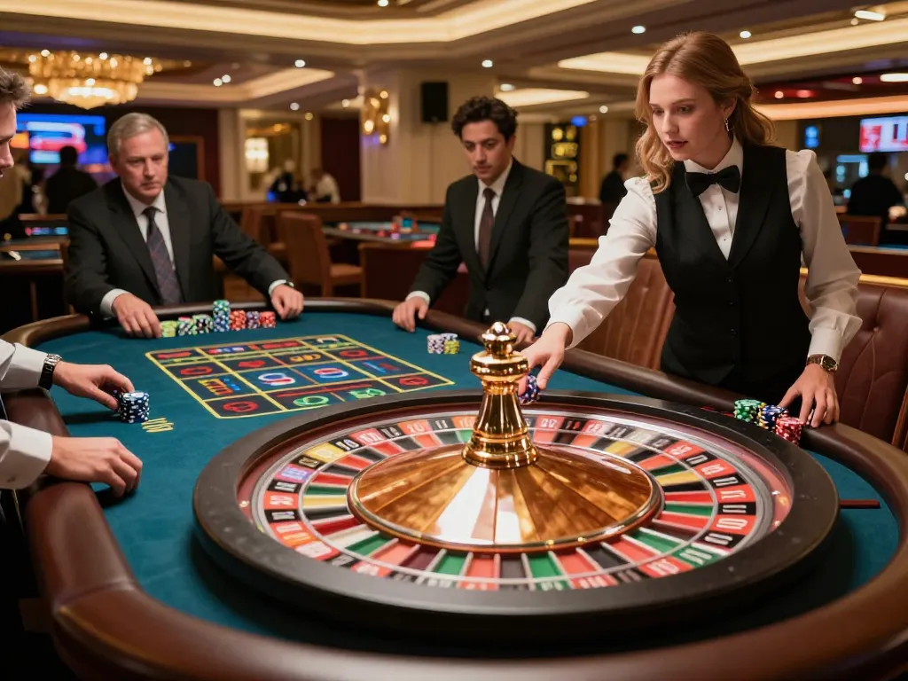 sunwin players strategizing at a roulette table with chips and excitement.