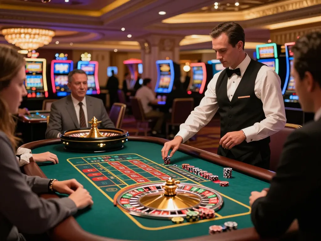 Players engage in a thrilling roulette game at fun 79 casino, showcasing excitement and strategic betting.