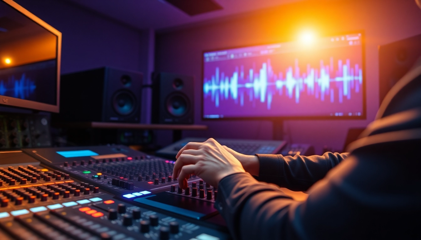 Experience the art of online mastering in a vibrant music studio environment.