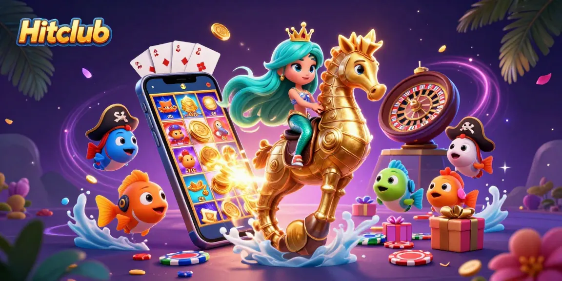 Hitclub showcases an immersive gameplay scene with a vibrant mermaid and seahorse, evoking casino excitement.