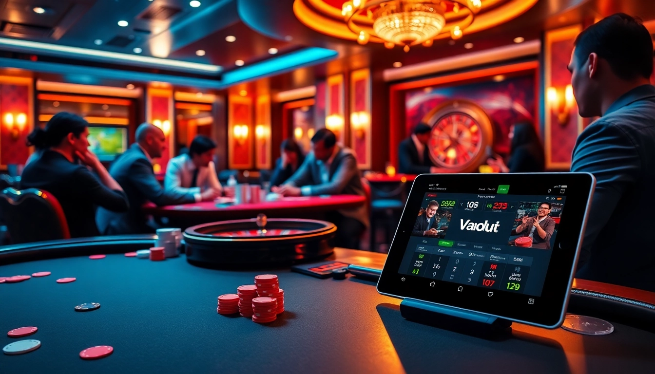 Players engaging intensely at a poker table, showcasing Vaoluoi's online betting atmosphere.