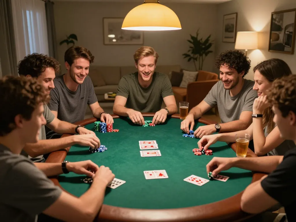 Experience gaming excitement at https://rr88.navy/ during a thrilling home poker night with friends.