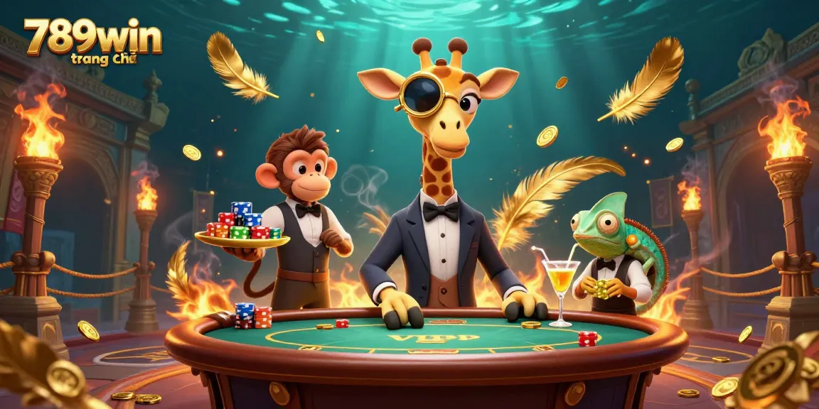 Win big at 789win trang chủ with a high-roller giraffe at the poker table.