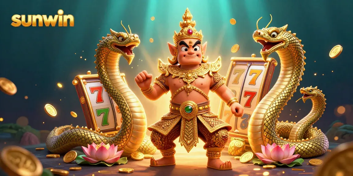 A 3D illustration showcasing sunwin's vibrant slot gaming environment, emphasizing dynamic spins and winning sensations.
