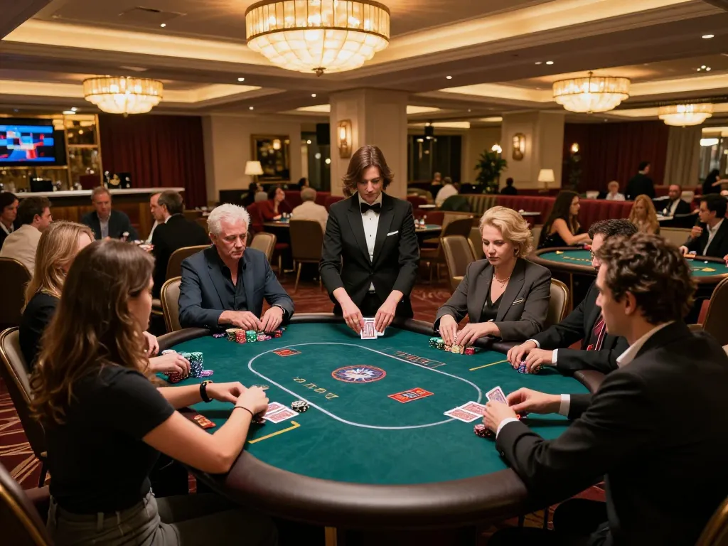 Players engage in a thrilling poker game at hitclub, showcasing strategic gameplay and vibrant casino atmosphere.