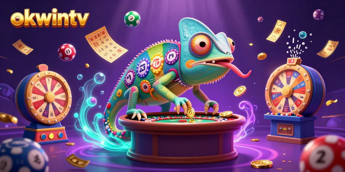 Play exciting games at okwintv with colorful elements like lottery balls and golden tickets.