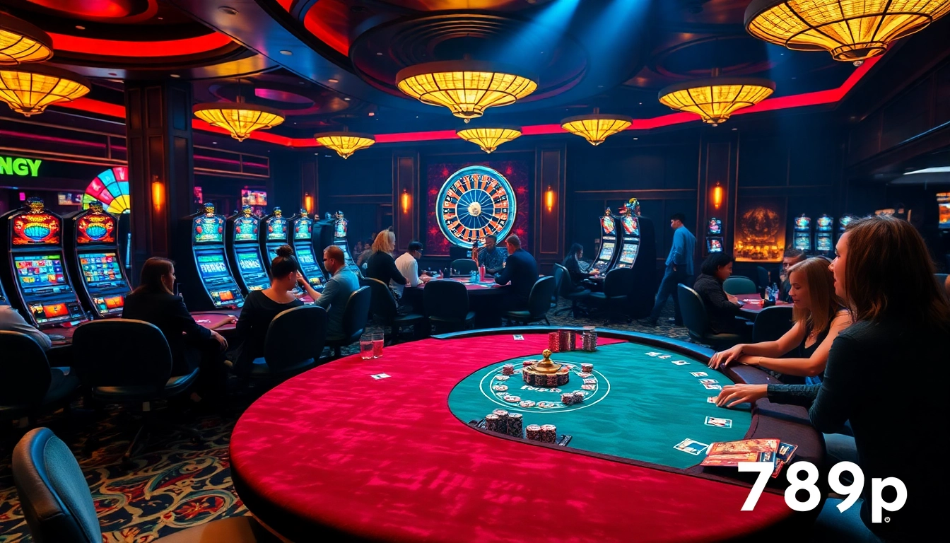 Exciting gambling action at 789p casino with vibrant tables and players enjoying poker.