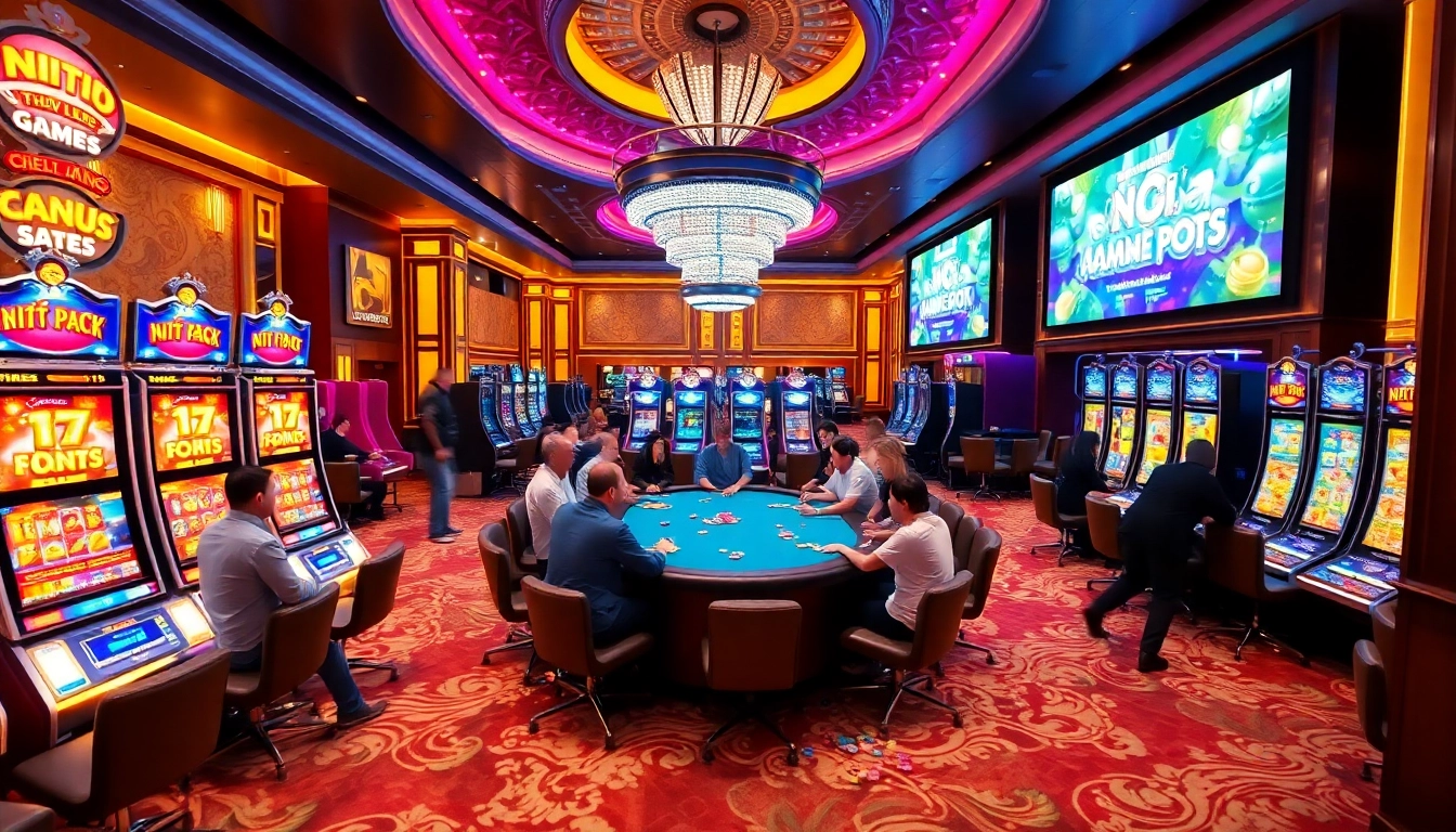 Experience the excitement of nổ hũ at a vibrant casino with thrilling slot machines.