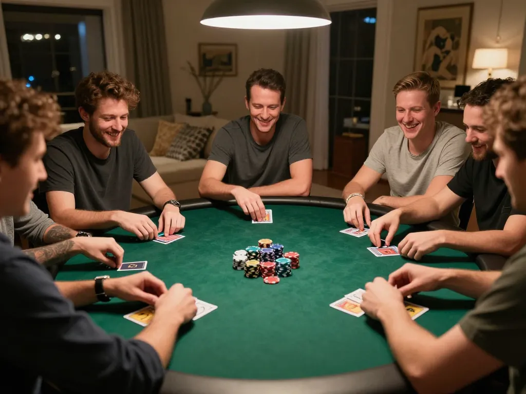 A player at a poker table engaged in a thrilling ALO8 game surrounded by friends