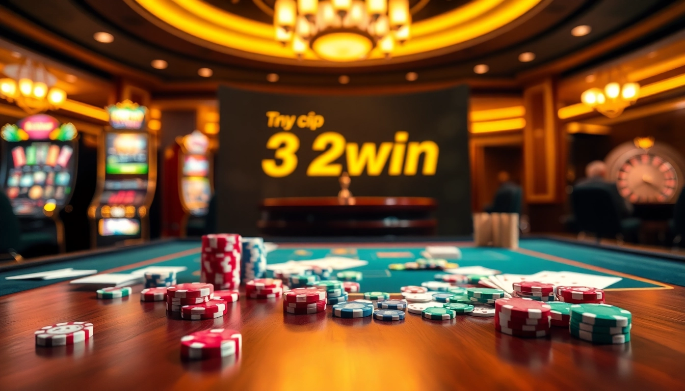 Engage with the excitement at Truy cập 32win gaming tables, featuring vibrant chips and cards.