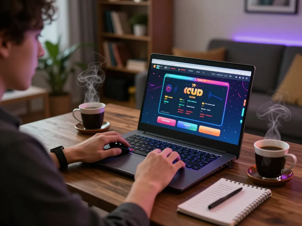 Player strategizing on the 79 club online casino interface at home with ambient lighting