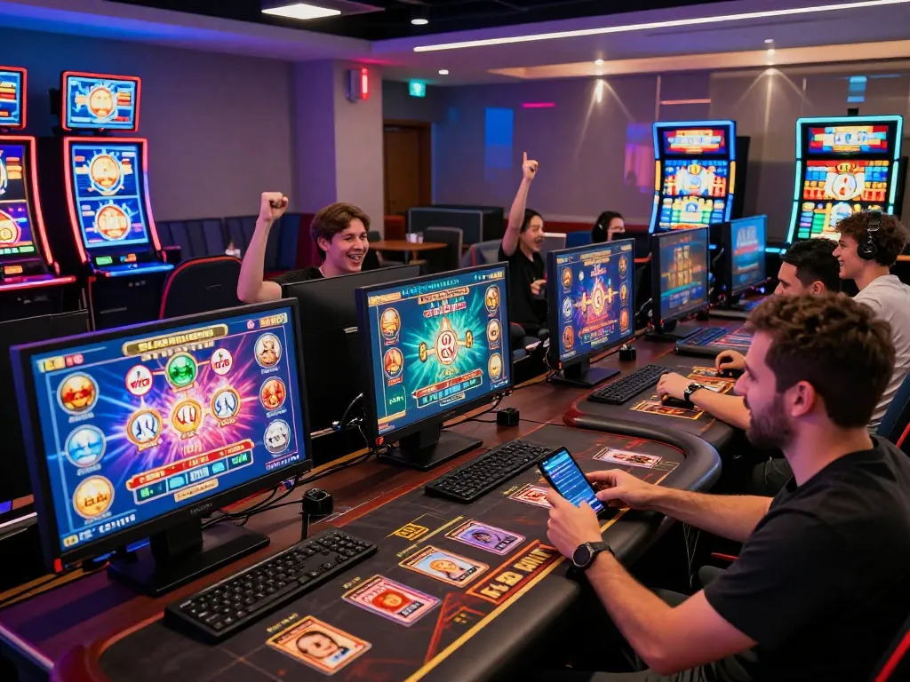 Engaged players at SC88 online gaming platform celebrating wins in a vibrant, immersive atmosphere.