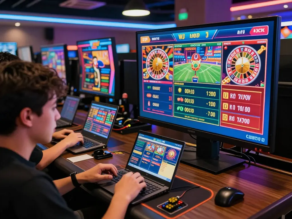 Exciting online gambling scene at VN88 with players enjoying sports betting and casino games.