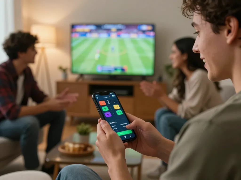 Kèo nhà cái integration in an exciting sports betting setting with friends discussing strategies.