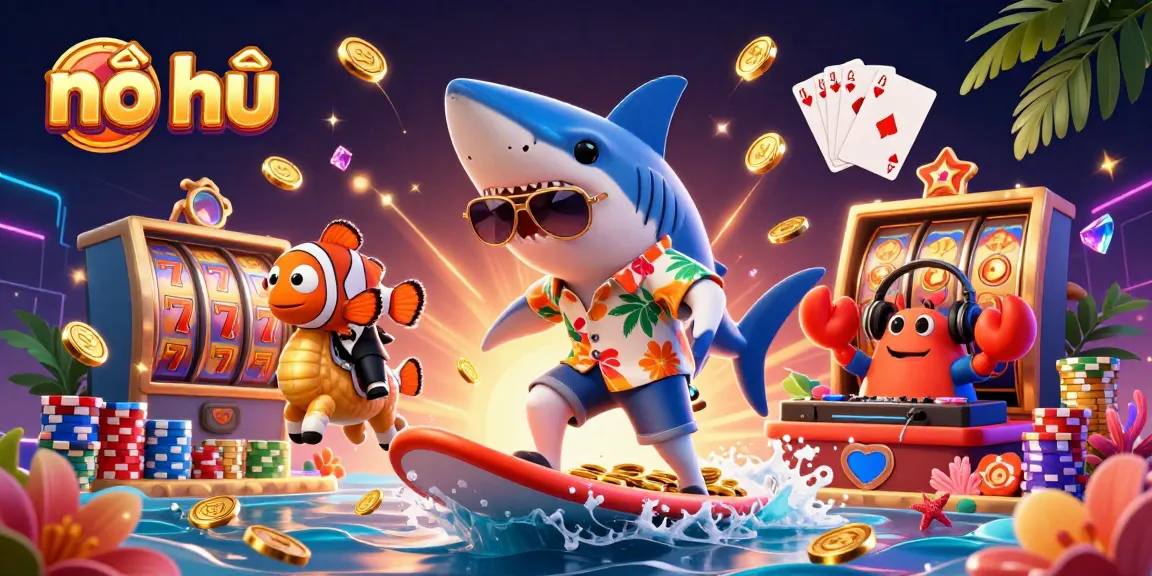 Experience nổ hũ excitement with a lavish array of games featuring vibrant slot reels and golden treasures.