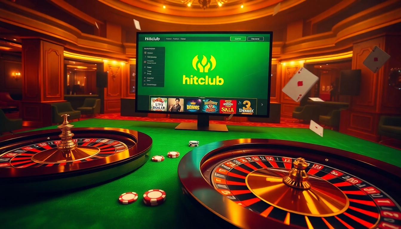 Experience the thrill of online gambling with tải hitclub, showcasing exciting games and casino atmosphere.