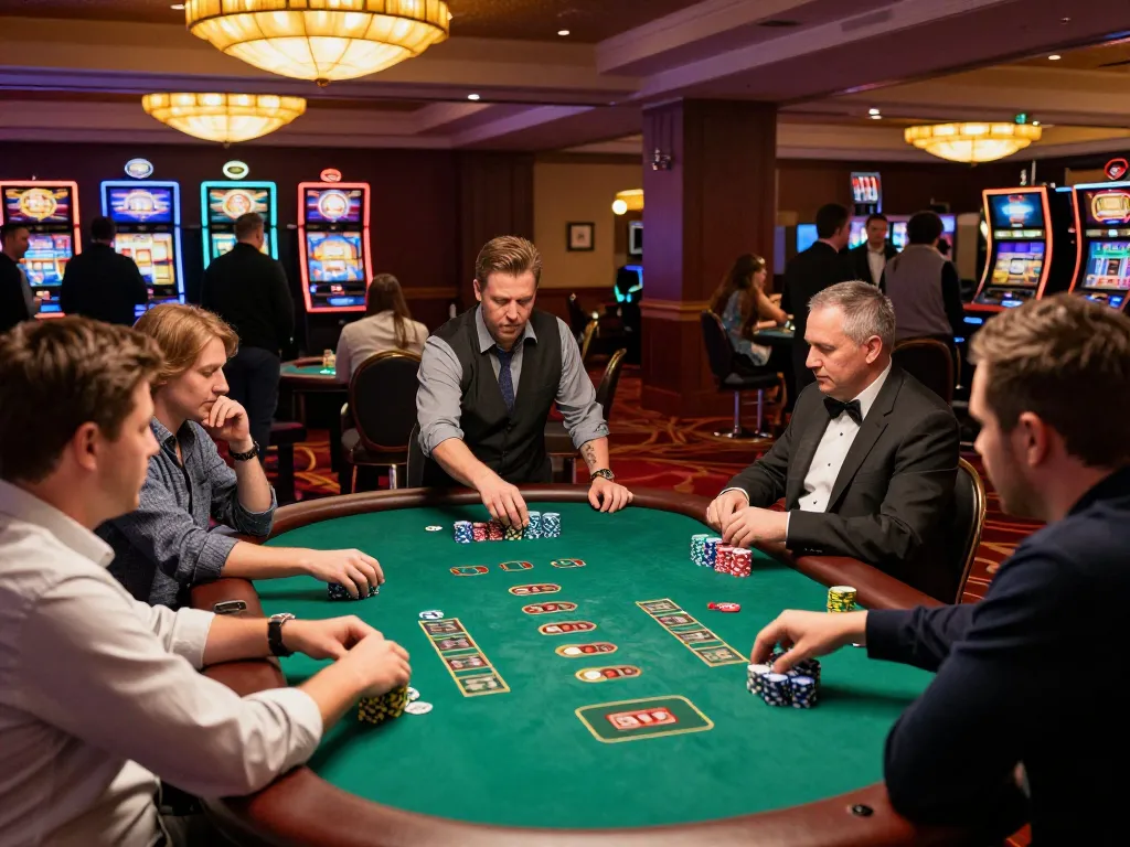 Players engaging in intense gameplay at a blackjack table, showcasing 33win com's exciting casino atmosphere
