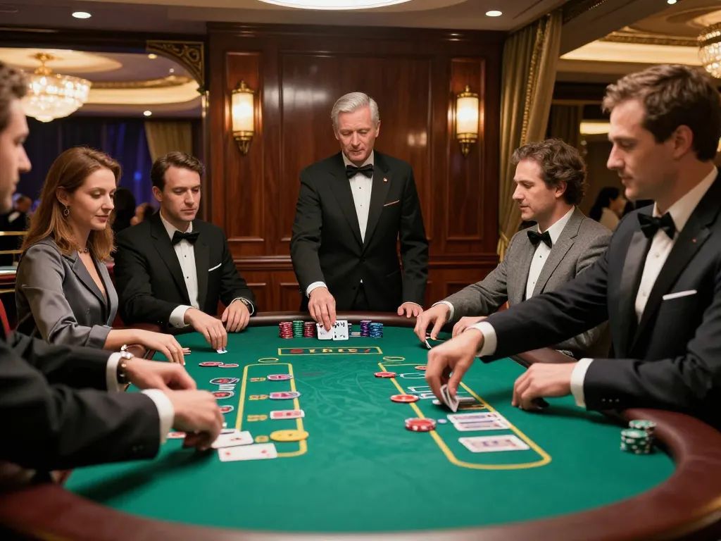Betting at mm88 blackjack table in an upscale casino with dynamic gameplay and luxurious atmosphere