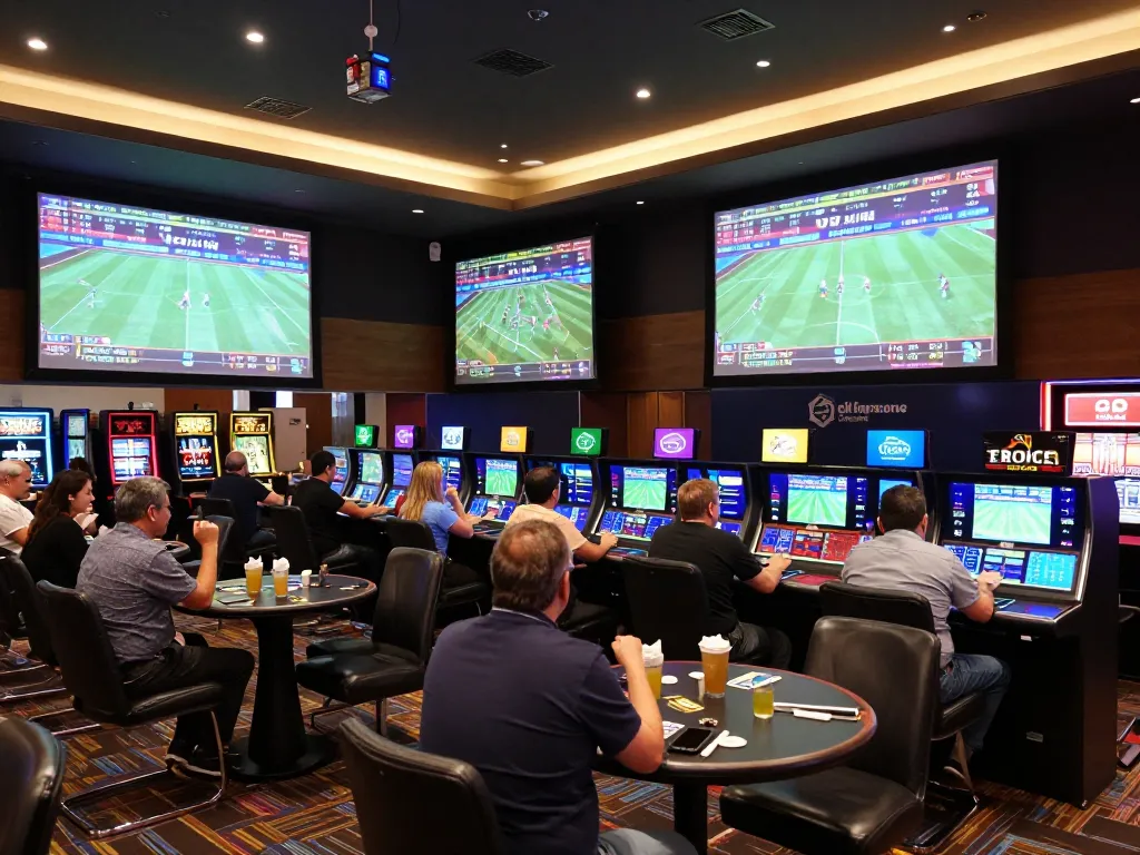 Experience the excitement of sports betting at 78winbiz with engaged patrons and live odds displays.